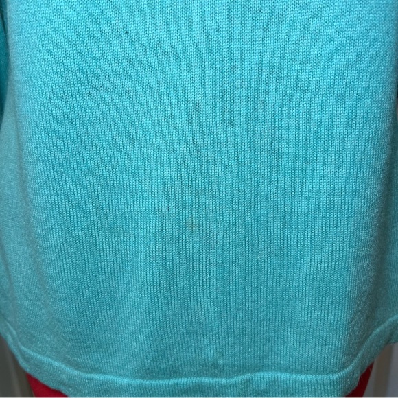 Geneva 100% Cashmere 3/4 Sleeve Round Neck Sweater Turquoise Blue Womens Large - Picture 2 of 6